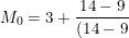 \small M_0=3+\frac{14-9}{(14-9)+(14-11)}.0,5=3,3125